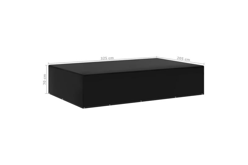 Hagemøbeltrekk 12 maljer 325x205x70 cm - Svart - Hagemøbler - Puteoppbevaring & møbelbeskyttelse - Overtrekk hagemøbler