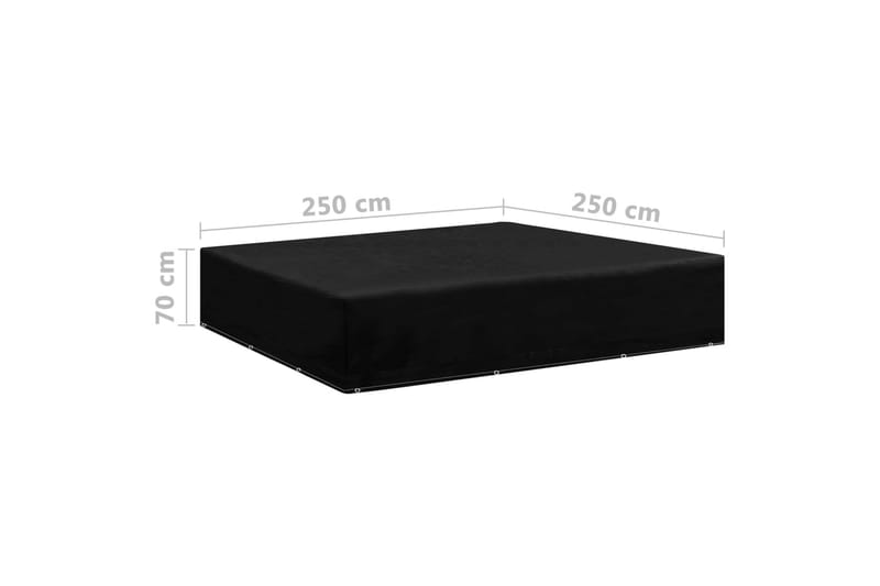 Hagemøbeltrekk 2 stk 12 majler 250x250x70 cm - Svart - Hagemøbler - Puteoppbevaring & møbelbeskyttelse - Overtrekk hagemøbler