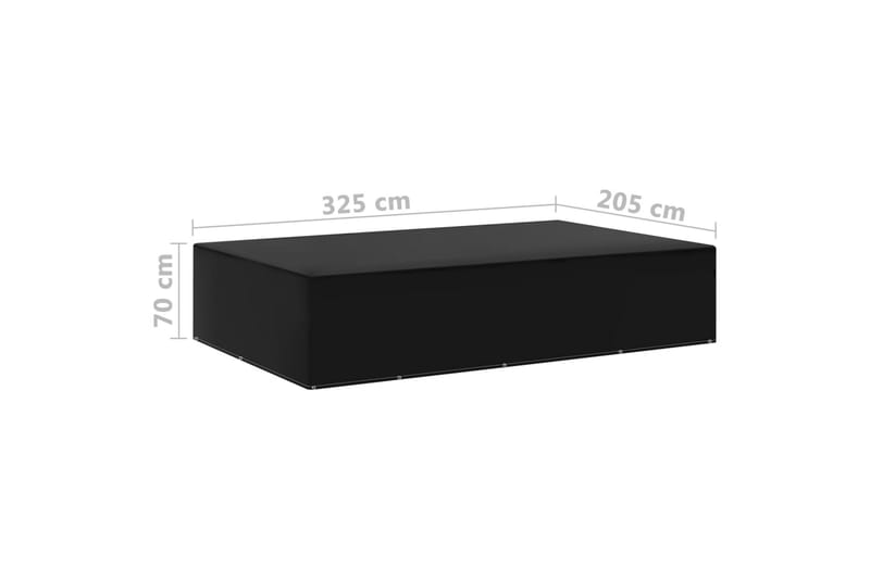 Hagemøbeltrekk 2 stk 12 majler 325x205x70 cm - Svart - Hagemøbler - Puteoppbevaring & møbelbeskyttelse - Overtrekk hagemøbler