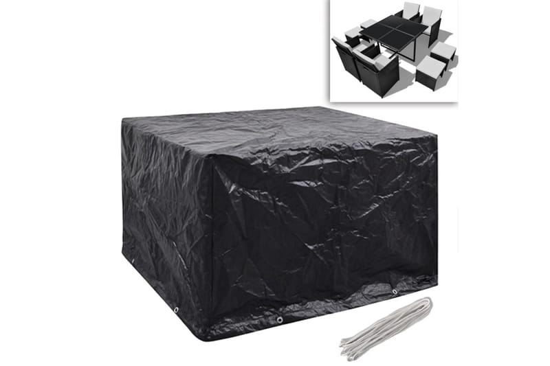 Hagemøbeltrekk 2 stk 4 person polyrotting 8 maljer 113x113cm - Svart - Hagemøbler - Puteoppbevaring & møbelbeskyttelse - Overtrekk hagemøbler