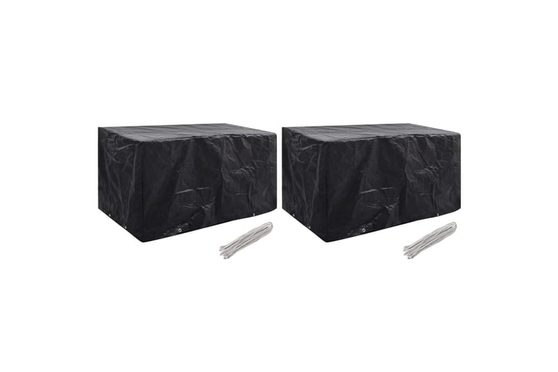 Hagemøbeltrekk 2 stk 8 maljer 180x70x90 cm - Svart - Hagemøbler - Puteoppbevaring & møbelbeskyttelse - Overtrekk hagemøbler