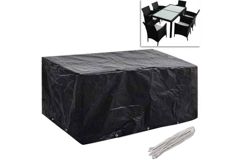 Hagemøbeltrekk 2stk 6 personer polyrotting 240x140cm - Svart - Hagemøbler - Puteoppbevaring & møbelbeskyttelse - Overtrekk hagemøbler