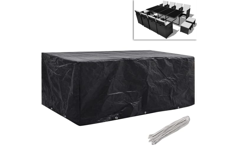 Hagemøbeltrekk 2stk 8 personer polyrotting 229x113cm - Svart - Hagemøbler - Puteoppbevaring & møbelbeskyttelse - Overtrekk hagemøbler