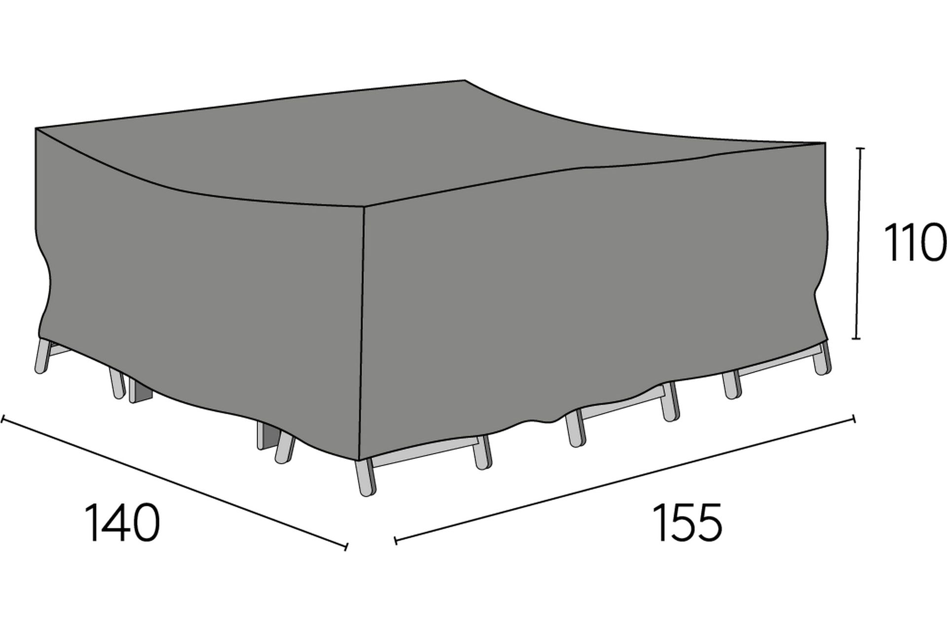 Hillerstorp Møbeltrekk 155x140x110 cm Grå - Hillerstorp