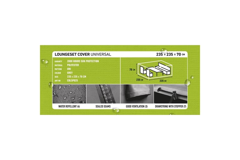 Madison Utendørs salongtrekksett 235x235x70 cm grå - Overtrekk hagemøbler