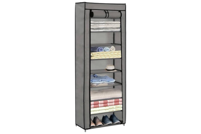 Skoskap med trekk grå 57x29x162 cm stoff - Hagemøbler - Puteoppbevaring & møbelbeskyttelse - Overtrekk hagemøbler