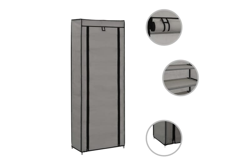 Skoskap med trekk grå 57x29x162 cm stoff - Hagemøbler - Puteoppbevaring & møbelbeskyttelse - Overtrekk hagemøbler