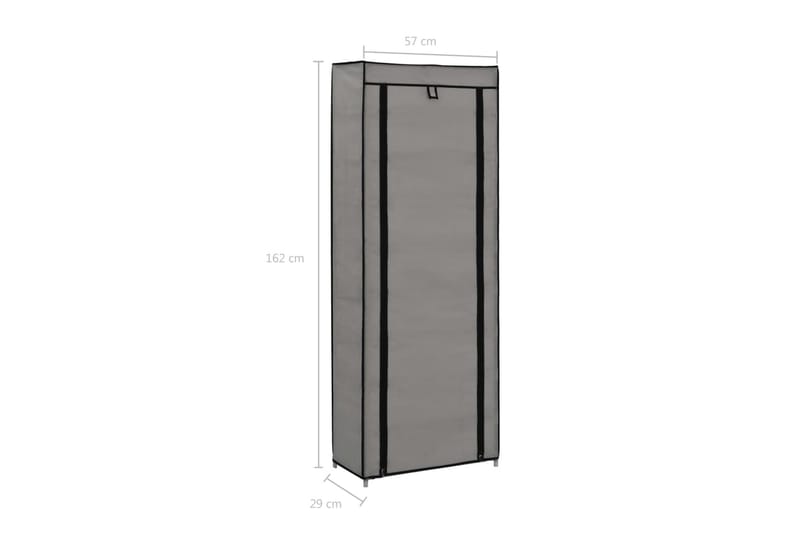 Skoskap med trekk grå 57x29x162 cm stoff - Hagemøbler - Puteoppbevaring & møbelbeskyttelse - Overtrekk hagemøbler