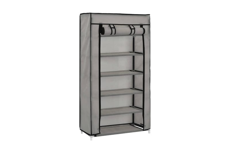 Skoskap med trekk grå 58x28x106 cm stoff - Hagemøbler - Puteoppbevaring & møbelbeskyttelse - Overtrekk hagemøbler