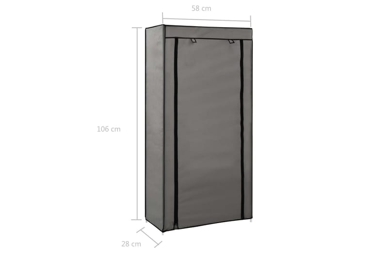 Skoskap med trekk grå 58x28x106 cm stoff - Hagemøbler - Puteoppbevaring & møbelbeskyttelse - Overtrekk hagemøbler