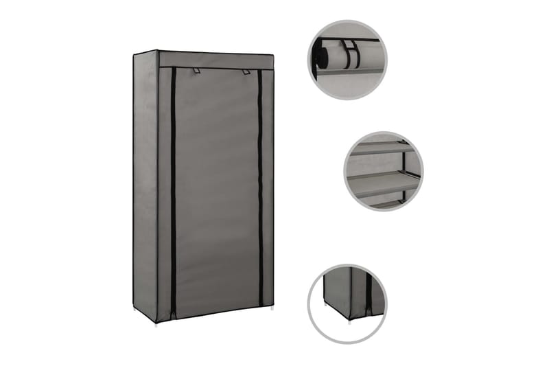 Skoskap med trekk grå 58x28x106 cm stoff - Hagemøbler - Puteoppbevaring & møbelbeskyttelse - Overtrekk hagemøbler