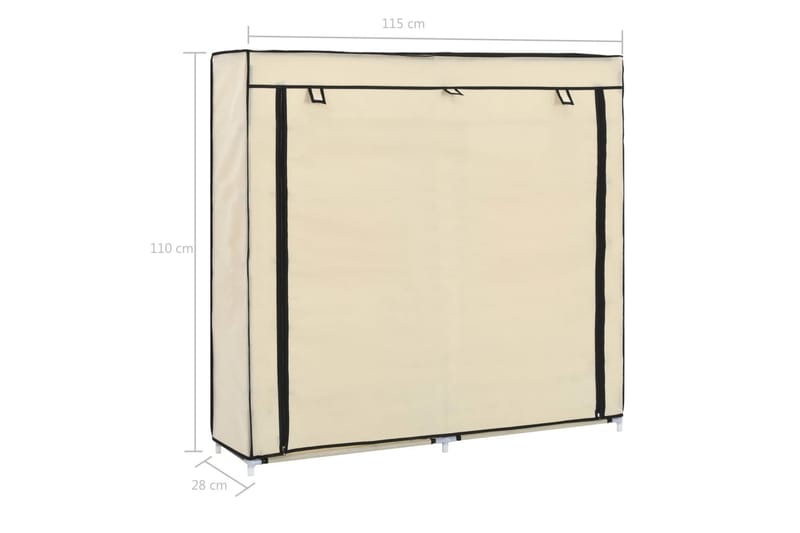 Skoskap med trekk kremhvit 115x28x110 cm stoff - Hagemøbler - Puteoppbevaring & møbelbeskyttelse - Overtrekk hagemøbler