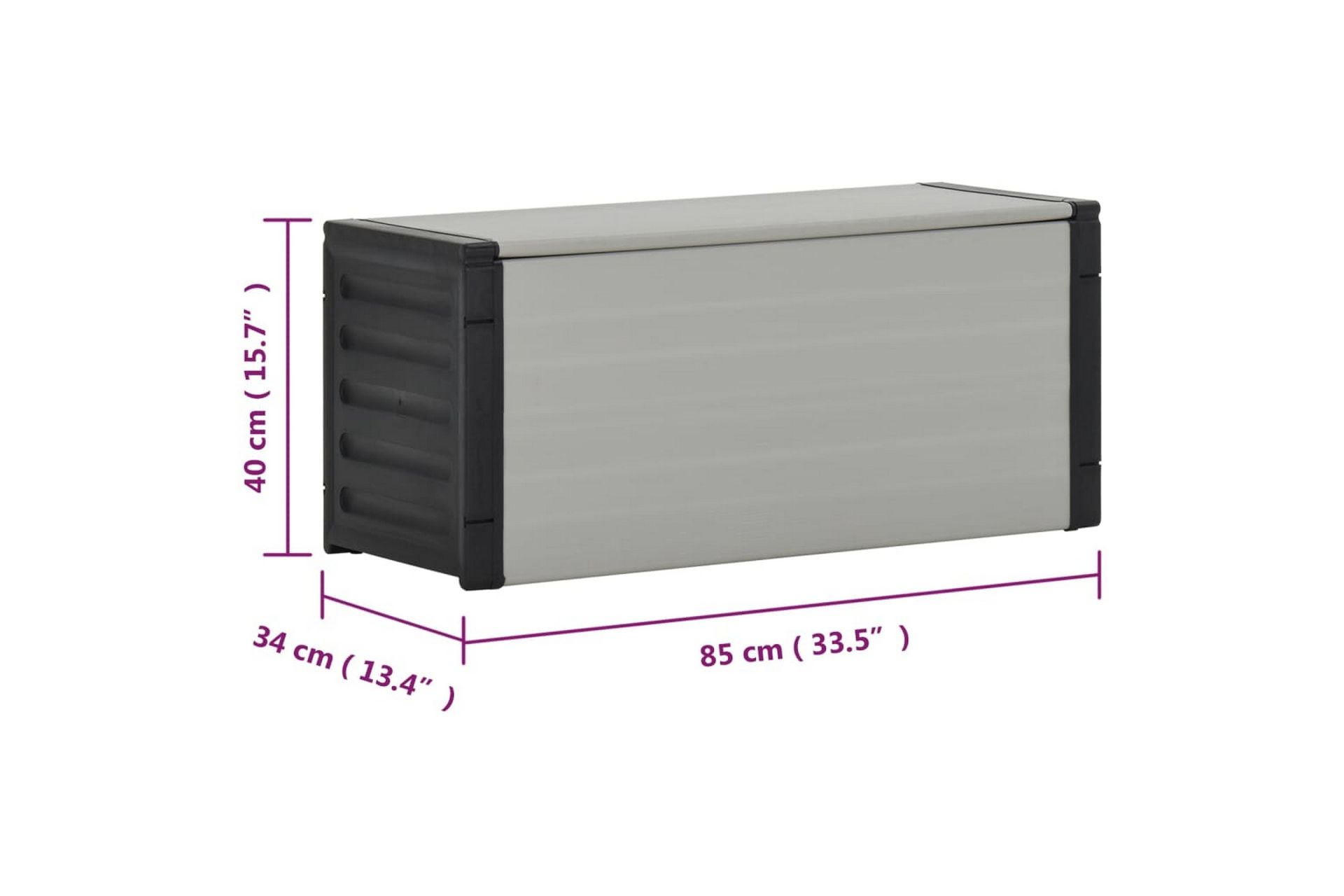 Avfallskasse for hage grå 85x34x40 cm - Grå - Hagemøbler - Puteoppbevaring & møbelbeskyttelse - Putebokser & Putekasser