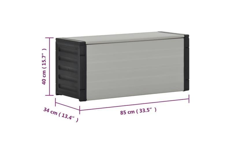 Avfallskasse for hage grå 85x34x40 cm - Grå - Hagemøbler - Puteoppbevaring & møbelbeskyttelse - Putebokser & Putekasser