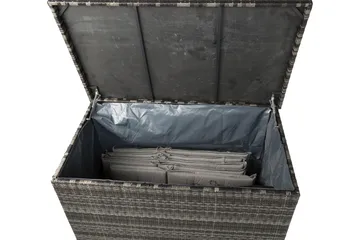 Gigant vanntett puteboks XL for utendørs bruk – Oppbevaringsboks i kunstrotting (B150xD90xH101 cm) - Grå - Hagemøbler - Puteoppbevaring & møbelbeskyttelse - Putebokser & Putekasser