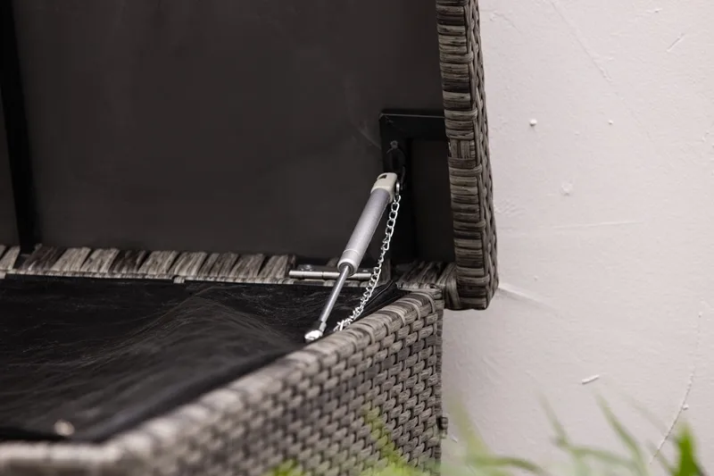 Gigant vanntett puteboks XL for utendørs bruk – Oppbevaringsboks i kunstrotting (B150xD90xH101 cm) - Grå - Hagemøbler - Puteoppbevaring & møbelbeskyttelse - Putebokser & Putekasser