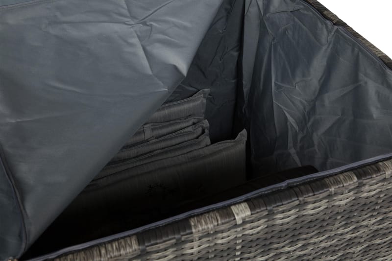 Gigant vanntett puteboks XL for utendørs bruk – Oppbevaringsboks i kunstrotting (B150xD90xH101 cm) - Grå - Hagemøbler - Puteoppbevaring & møbelbeskyttelse - Putebokser & Putekasser