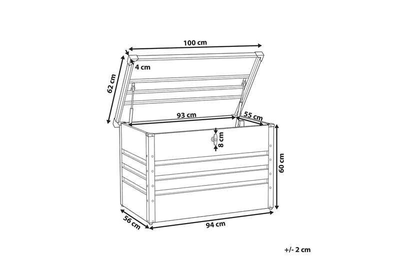 Putekasse 100 x 62 cm grå CEBROSA - Grå - Hagemøbler - Puteoppbevaring & møbelbeskyttelse - Putebokser & Putekasser