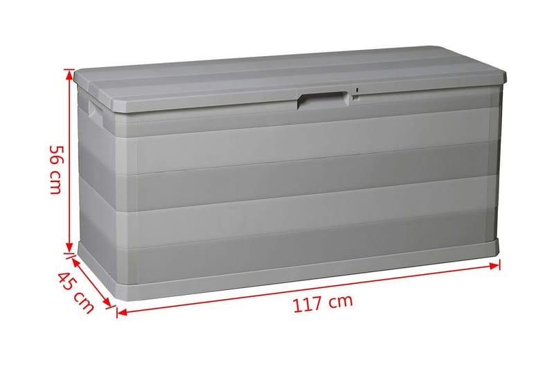 Putekasse 117x45x56 cm grå - Lysegrå - Hagemøbler - Puteoppbevaring & møbelbeskyttelse - Putebokser & Putekasser
