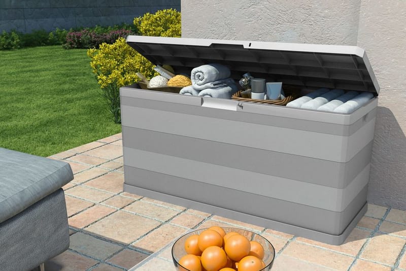 Putekasse 117x45x56 cm grå - Lysegrå - Hagemøbler - Puteoppbevaring & møbelbeskyttelse - Putebokser & Putekasser