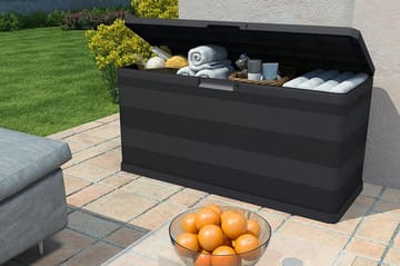 Putekasse 117x45x56 cm svart - Svart - Hagemøbler - Puteoppbevaring & møbelbeskyttelse - Putebokser & Putekasser