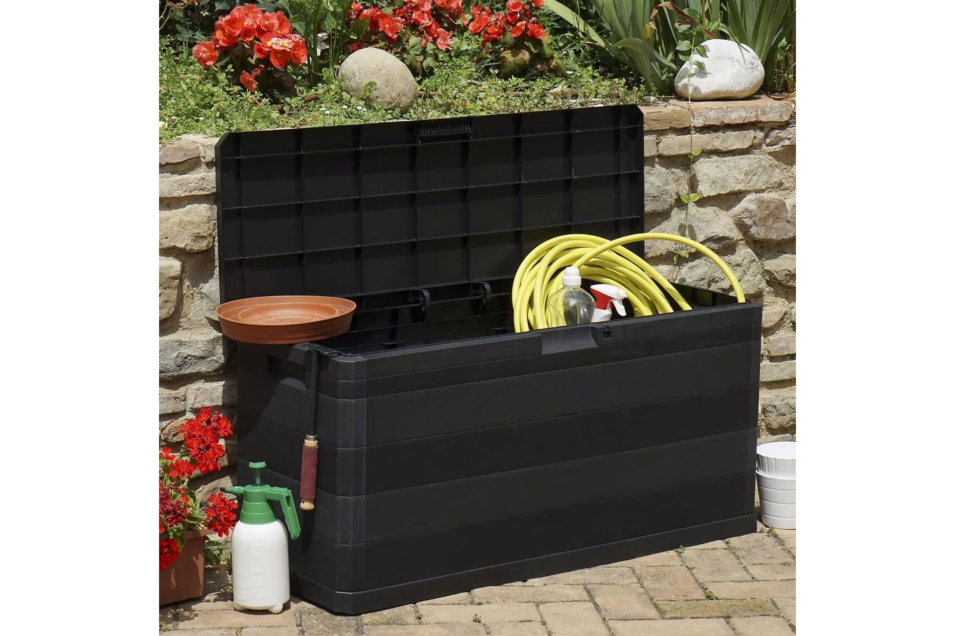 Putekasse 117x45x56 cm svart - Svart - Hagemøbler - Puteoppbevaring & møbelbeskyttelse - Putebokser & Putekasser
