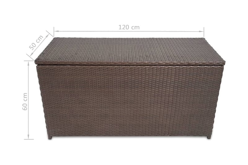 Putekasse 120x50x60 cm polyrotting brun - Brun - Hagemøbler - Puteoppbevaring & møbelbeskyttelse - Putebokser & Putekasser