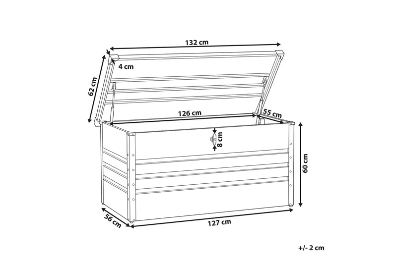 Putekasse 132 x 62 cm grå CEBROSA - Grå - Hagemøbler - Puteoppbevaring & møbelbeskyttelse - Putebokser & Putekasser