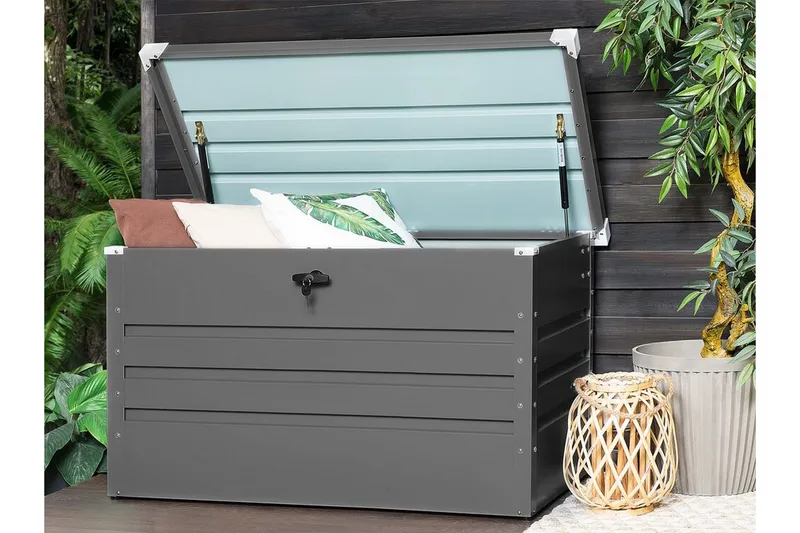 Putekasse 132 x 62 cm grå CEBROSA - Grå - Hagemøbler - Puteoppbevaring & møbelbeskyttelse - Putebokser & Putekasser