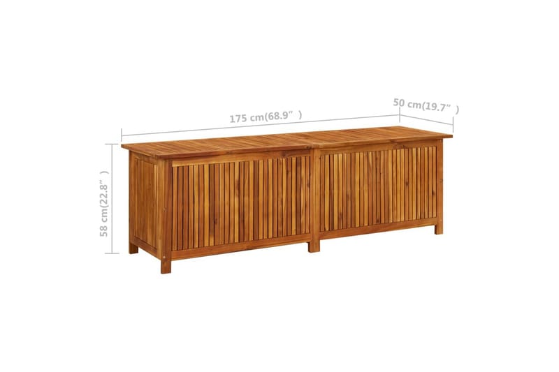 Putekasse 175x50x58 cm heltre akasie - Brun - Hagemøbler - Puteoppbevaring & møbelbeskyttelse - Putebokser & Putekasser