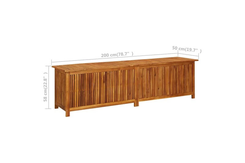 Putekasse 200x50x58 cm heltre akasie - Brun - Hagemøbler - Puteoppbevaring & møbelbeskyttelse - Putebokser & Putekasser