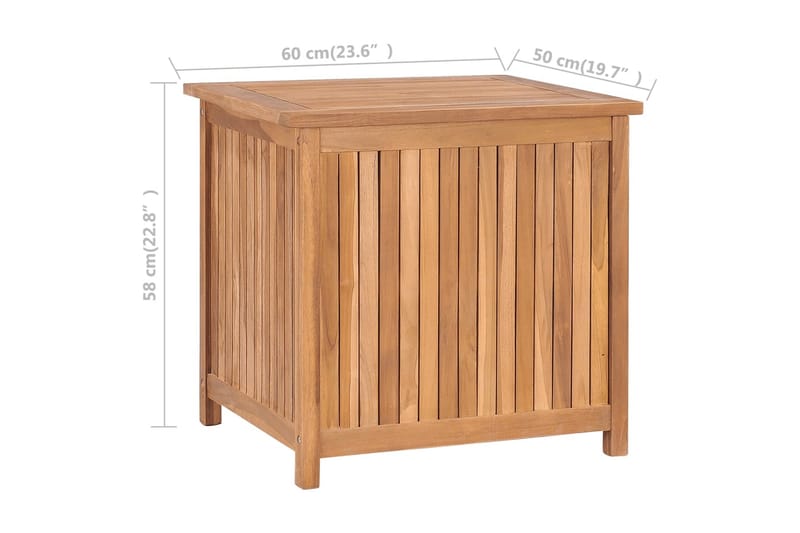 Putekasse 60x50x58 cm heltre teak - Brun - Hagemøbler - Puteoppbevaring & møbelbeskyttelse - Putebokser & Putekasser