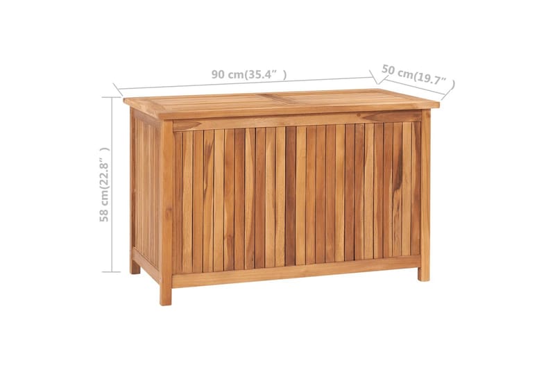 Putekasse 90x50x58 cm heltre teak - Brun - Putebokser & Putekasser