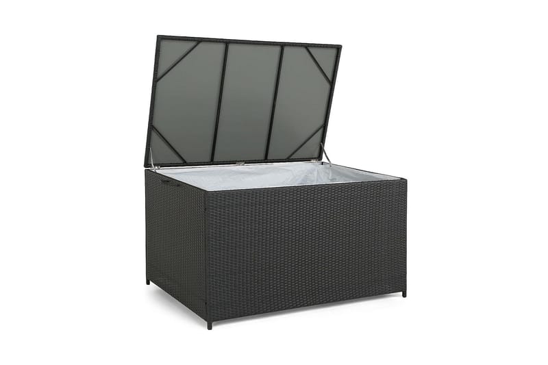 Sydney vanntett puteboks Large for utendørs bruk – Oppbevaringsboks i kunstrotting (B140xD80xH90 cm) - Svart - Hagemøbler - Puteoppbevaring & møbelbeskyttelse - Putebokser & Putekasser