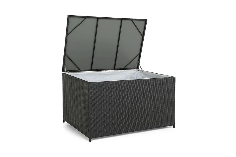 Sydney vanntett puteboks Large for utendørs bruk – Oppbevaringsboks i kunstrotting (B140xD80xH90 cm) - Svart - Hagemøbler - Puteoppbevaring & møbelbeskyttelse - Putebokser & Putekasser