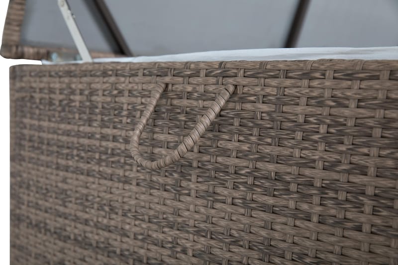 Sydney vanntett puteboks Large for utendørs bruk – Oppbevaringsboks i kunstrotting (B140xD80xH90 cm) - Sand - Hagemøbler - Puteoppbevaring & møbelbeskyttelse - Putebokser & Putekasser