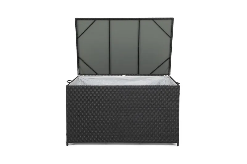 Sydney vanntett puteboks Large for utendørs bruk – Oppbevaringsboks i kunstrotting (B140xD80xH90 cm) - Svart - Hagemøbler - Puteoppbevaring & møbelbeskyttelse - Putebokser & Putekasser