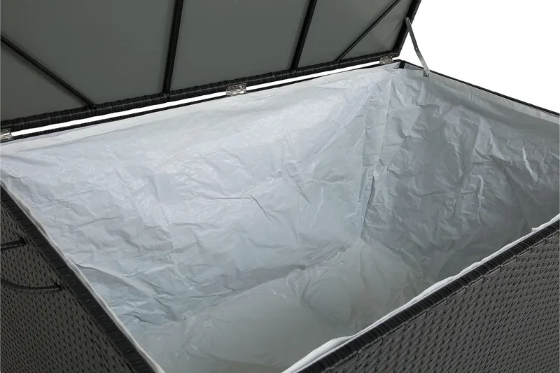 Sydney vanntett puteboks Large for utendørs bruk – Oppbevaringsboks i kunstrotting (B140xD80xH90 cm) - Svart - Hagemøbler - Puteoppbevaring & møbelbeskyttelse - Putebokser & Putekasser