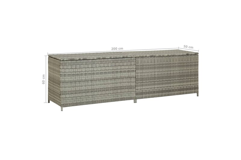 Utendørs oppbevaringsboks polyrotting 200x50x60 cm grå - Hagemøbler - Puteoppbevaring & møbelbeskyttelse - Putebokser & Putekasser