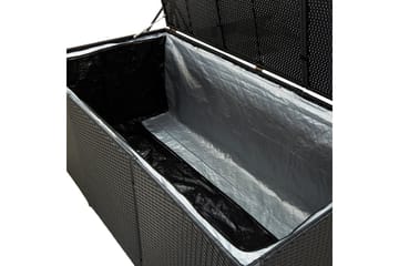 Utendørs oppbevaringsboks polyrotting 180x90x75 cm svart - Hagemøbler - Puteoppbevaring & møbelbeskyttelse - Putebokser & Putekasser