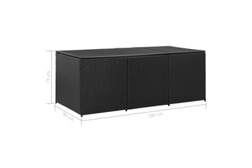 Utendørs oppbevaringsboks polyrotting 180x90x75 cm svart - Hagemøbler - Puteoppbevaring & møbelbeskyttelse - Putebokser & Putekasser