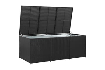 Utendørs oppbevaringsboks polyrotting 180x90x75 cm svart - Hagemøbler - Puteoppbevaring & møbelbeskyttelse - Putebokser & Putekasser