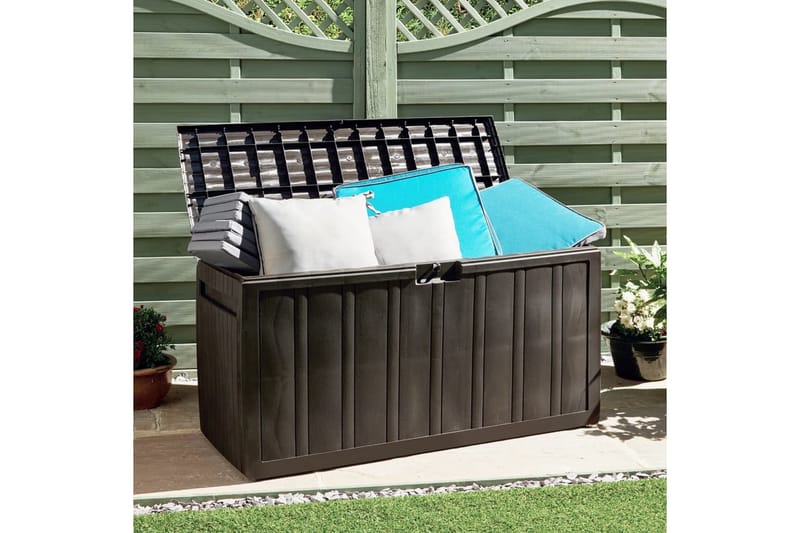 Putekasse brun 117x45,5x57,5 cm 270 L - Brun - Hagemøbler - Puteoppbevaring & møbelbeskyttelse - Putebokser & Putekasser