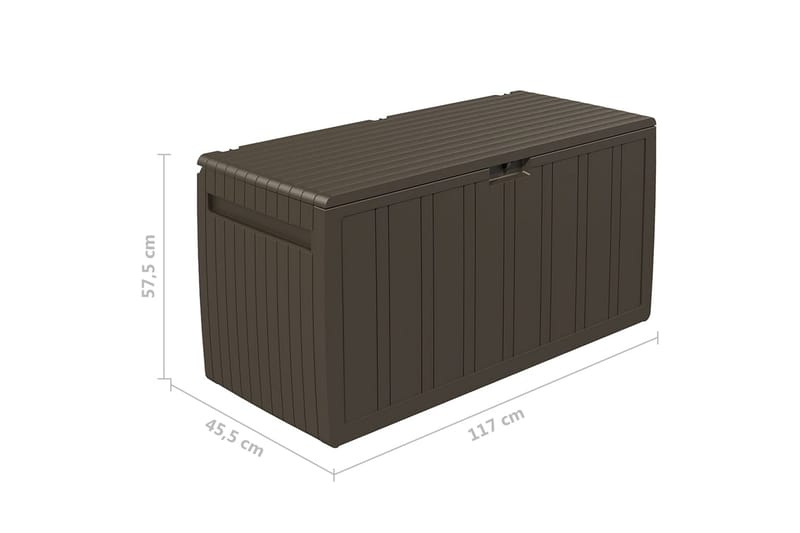 Putekasse brun 117x45,5x57,5 cm 270 L - Brun - Hagemøbler - Puteoppbevaring & møbelbeskyttelse - Putebokser & Putekasser