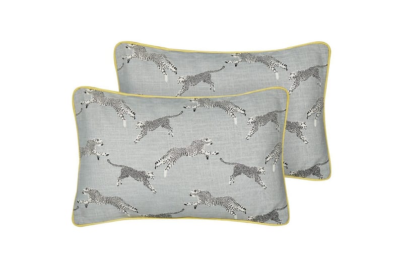 Pynteputer Arales sett med 2 Grå/hvit/svart/gul, Rektangulær - Grå/hvit/svart/gul, Rektangulær - Tekstiler - Pute & pledd - Hagepute