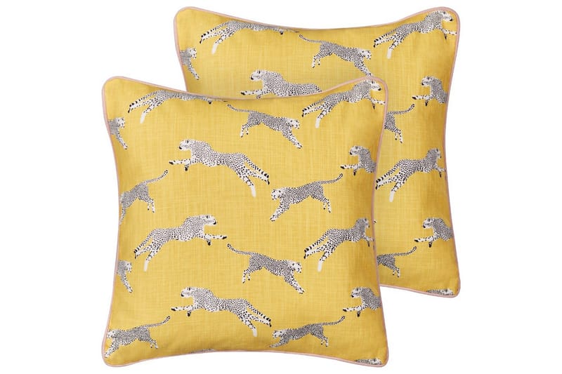 Pynteputer Arales sett med 2 Gul/hvit/svart/rosa, Firkantet - Gul/hvit/svart/rosa, Firkantet - Tekstiler - Pute & pledd - Hagepute