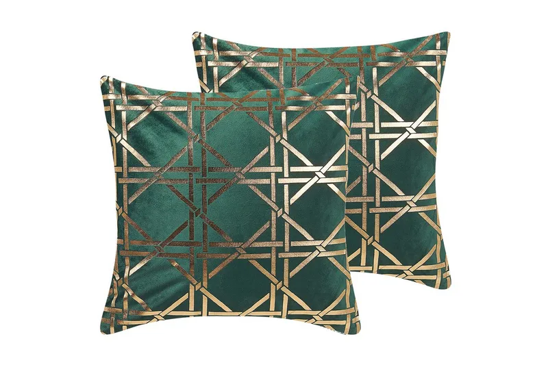 Pynteputer Cassia sett à 2 Grønn/gull - Grønn/gull - Tekstiler - Pute & pledd - Pynteputer
