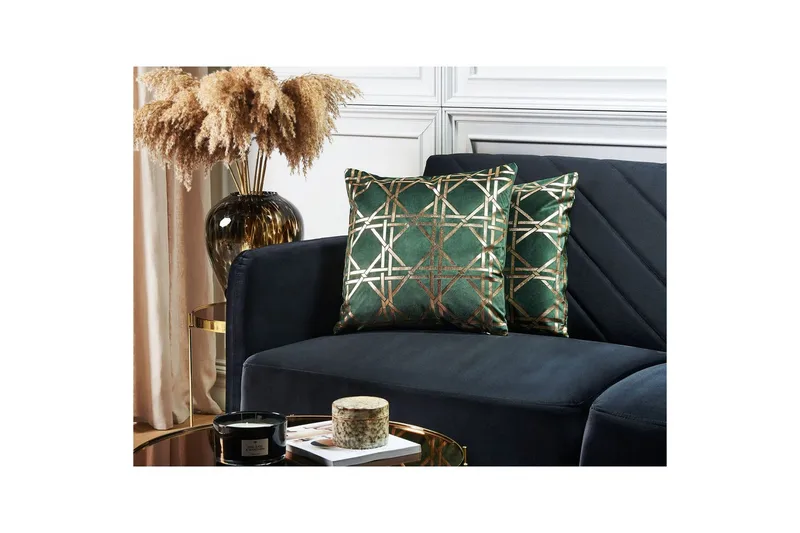 Pynteputer Cassia sett à 2 Grønn/gull - Grønn/gull - Tekstiler - Pute & pledd - Pynteputer