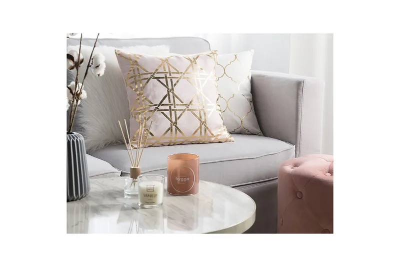 Pynteputer Cassia sett à 2 Rosa/gull - Rosa/gull - Tekstiler - Pute & pledd - Pynteputer