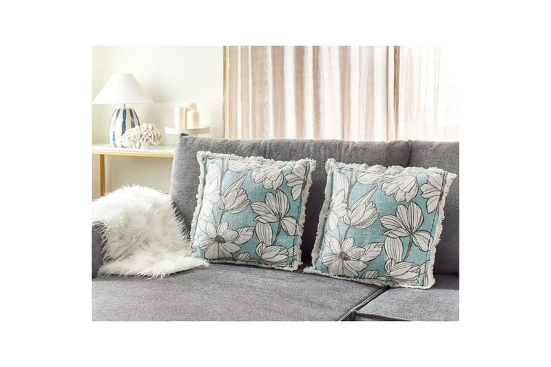 Pynteputer Cyanotis-sett à 2 Hvit/Blå - Hvit/Blå - Tekstiler - Pute & pledd - Hagepute